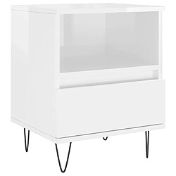 Maison Chic Table de chevet,Table de Nuit,Meuble de Rangement Blanc brillant 40x35x50 cm Bois d’ingénierie