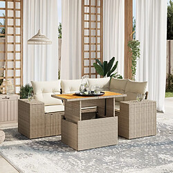 vidaXL Salon de jardin avec coussins 5 pcs beige résine tressée