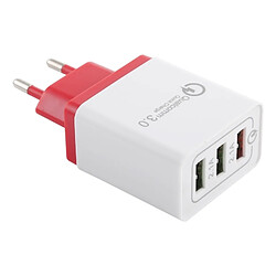 Wewoo Chargeur 2.1A 3 ports USB rapide de voyage, prise européenne (rouge)