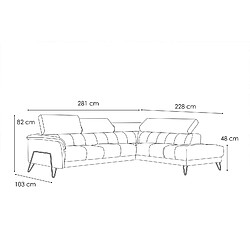 Acheter Courtois Laville Canapé d'angle droit Roden 5 places tissu gris