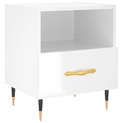 Maison Chic Table de chevet,Table de Nuit,Meuble de Rangement blanc brillant 40x35x47,5 cm bois d’ingénierie