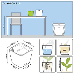 Pot Quadro Premium LS 21 - kit complet, noir brillant 21 cm