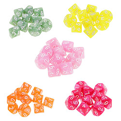 Dés multicolores Dice Dix Ten Dice Sided pas cher