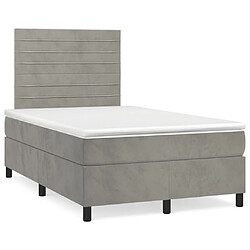 Maison Chic Lit Adulte - Lit simple Lit à sommier tapissier et matelas moelleux - Meuble de Chambre - Gris clair 120x200cm Velours -MN25841