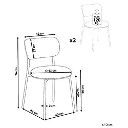 Avis Beliani Chaise de salle à manger CASEY Set de 2 Tissu Gris clair