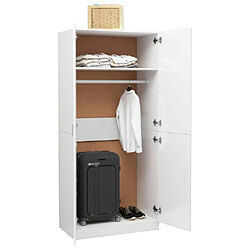 Avis vidaXL Garde-robe Blanc brillant 90x52x200 cm Bois d’ingénierie