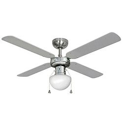 Ventilateur de Plafond avec Lumière EDM 33801 Caribe Argenté 50 W 