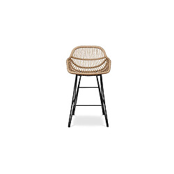 ICONIK INTERIOR Tabouret de bar avec accoudoirs - Style Boho Bali - 65cm - Many Marron foncé