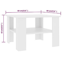 Maison Chic Table basse,Table Console Table d'appoint, Table pour salon Blanc 60 x 60 x 42 cm Aggloméré -MN80901 pas cher