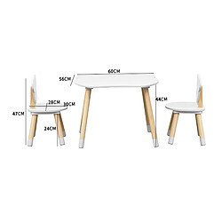 Avis Mobili Rebecca Table et 2 chaises pour enfants Rebecca Mobili Nefel 44x60x56 MDF Pin Blanc Marron ENSEMBLE 3 pcs