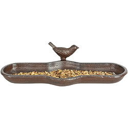 Decoshop26 Décoration jardin mangeoire baignoire pour oiseaux en fonte marron 29,5x13x7,1cm DEC020799