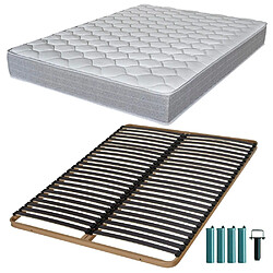 Ebac Matelas mousse + Sommier métal C224 140x190 Madere - Hauteur 24 cm - Soutien ferme