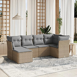 vidaXL Salon de jardin avec coussins 6pcs mélange beige résine tressée 