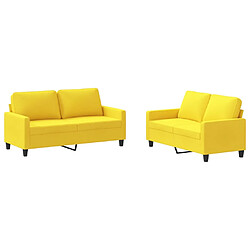 vidaXL Ensemble de canapés 2 pcs avec coussins Jaune clair Tissu