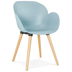 Alterego Chaise design scandinave 'PICATA' bleue avec pieds en bois PICATA