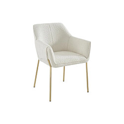 Acheter Lot de 6 chaises avec accoudoirs en tissu bouclette et métal doré - Crème - AKETI de Pascal Morabito