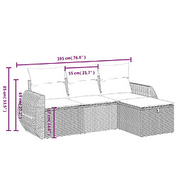 Avis vidaXL Salon de jardin 4 pcs avec coussins noir résine tressée