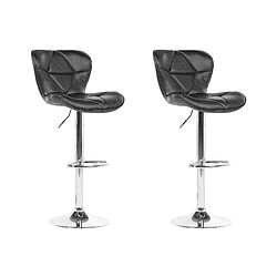 Beliani Tabouret de bar Set de 2 Cuir PU Noir VALETTA