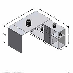 Paris Prix Bureau d'Angle Réversible Oxela 135cm Noir