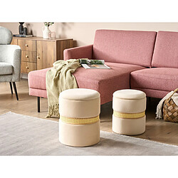 Beliani Lot de 2 poufs coffre en velours beige MEDFORD