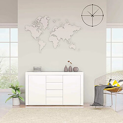 Maison Chic Buffet,Meuble de Rangement,commode pour salon,Cuisine Blanc brillant 120x36x69 cm Aggloméré -MN79115