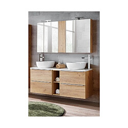 Ac-Deco Ensemble meuble vasques à poser + Armoire miroir - 140 cm - Capri Oak