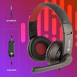 NGS Vox420DJ casque micro enveloppant avec contrôle de volume et microphone ajustable pour PC/PS4/XBOX. 3.5 mm jack et une adaptateur femelle jack