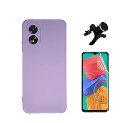 Kit de film en verre trempé de la couverture en 5D + boîtier en silicone liquide + porte-voiture renforcé Phonecare pour Oppo A38 4G - Violet