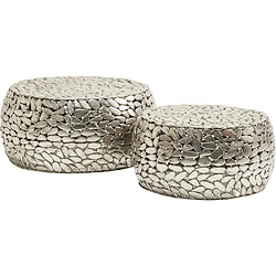 Karedesign Tables basses Pebbles Deluxe set de 2 argent Kare Design