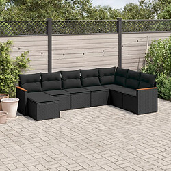 Maison Chic Ensemble Tables et chaises d'extérieur 8 pcs avec coussins,Salon de jardin noir résine tressée -GKD371548