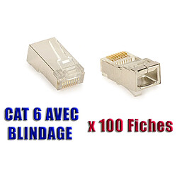 Kalea-Informatique Boite de 100 fiches RJ45 à sertir - BLINDEES - SHIELDED - CAT5 CAT6 