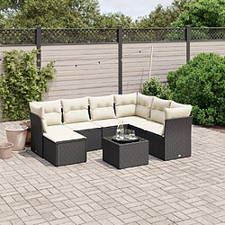 Maison Chic Ensemble Tables et chaises d'extérieur 8 pcs avec coussins,Salon de jardin noir résine tressée -GKD166185