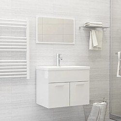 vidaXL Ensemble de meubles de salle de bain Blanc brillant Aggloméré 