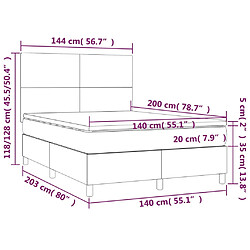 Acheter vidaXL Sommier à lattes de lit avec matelas Gris 140x200 cm Similicuir