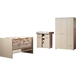 TRENDTEAM Chambre bébé Trio : Lit 70 x 140 cm + Armoire + Commode a langer CLEVER - Cappuccino - TREND TEAM