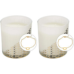 The Concept Factory Bougie parfumée avec bijoux surprise 8 cm (Lot de 2) blanc et or.