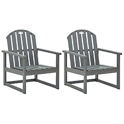 vidaXL Chaises de jardin lot de 2 Gris Bois d'acacia solide