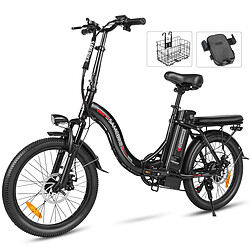 Vélo électrique SAMEBIKE CY20 FT - moteur 350W batterie 36V13AH autonomie 35KM autonomie freins à disque mécaniques - Noir