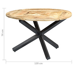 vidaXL Table à manger Rond 120x76 cm Bois de manguier massif pas cher