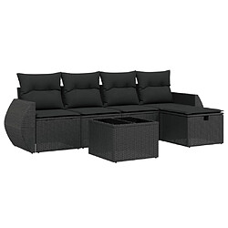 Maison Chic Ensemble Tables et chaises d'extérieur 6pcs avec coussins,Salon de jardin noir résine tressée -GKD885027