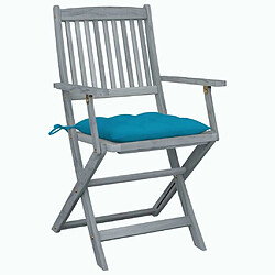 Maison Chic Lot de 2 Chaises pliables d'extérieur avec coussins | Chaises de jardin | Fauteuil Relax Bois d'acacia -GKD14671