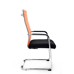 Decoshop26 Chaise pour visiteur fauteuil de bureau avec accoudoirs orange pieds chromé BUR10147