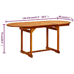 vidaXL Table à dîner de jardin (120-170)x80x75 cm Bois d'acacia massif pas cher