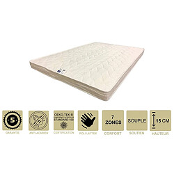 Provence Literie Lot de 2 Matelas Souple avec Latex Naturel Pour Canapé Lit 90x200 x 15 cm + 2 Oreillers Visco - 7 zones de Confort - Ame Poli Lattex HD Haute Résilience - Hypoallergénique