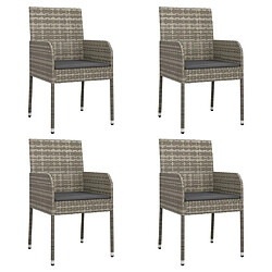 Maison Chic Lot de 4 Chaises de jardin,Fauteuil d'extérieur avec coussins Résine tressée Gris -MN13063