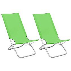 vidaXL Chaises de plage pliables lot de 2 Vert Tissu