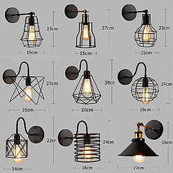 Avis Universal Loft Fer Américain Noir Abat-jour Applique Vintage Cage Garde Applique Luminaire Loft Eclairage Intérieur Moderne Applique (style F)