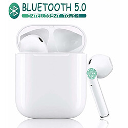 Chrono Tws i12 Écouteurs Bluetooth sans Fil Oreillettes Bluetooth 5.0 Mains-Libres TWS Microphone 950mAh Boîte de Charge Casque Stéréo Écouteurs Sport Étanche Compatible avec tous les smartphones-Blanc 