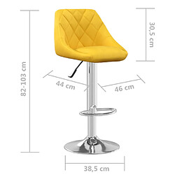 vidaXL Tabourets de bar lot de 2 jaune moutarde velours pas cher