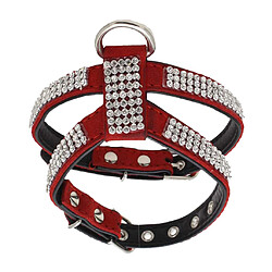 Acheter Collier En Cristal De Diamant Bling Pet Dog Dog Harness Coffre De Poitrine Lead Red L